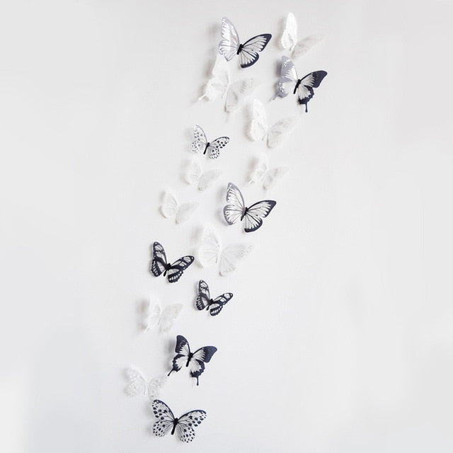 18pcs 3d Effect Crystal Butterflies Wall Sticker