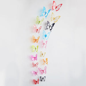 18pcs 3d Effect Crystal Butterflies Wall Sticker