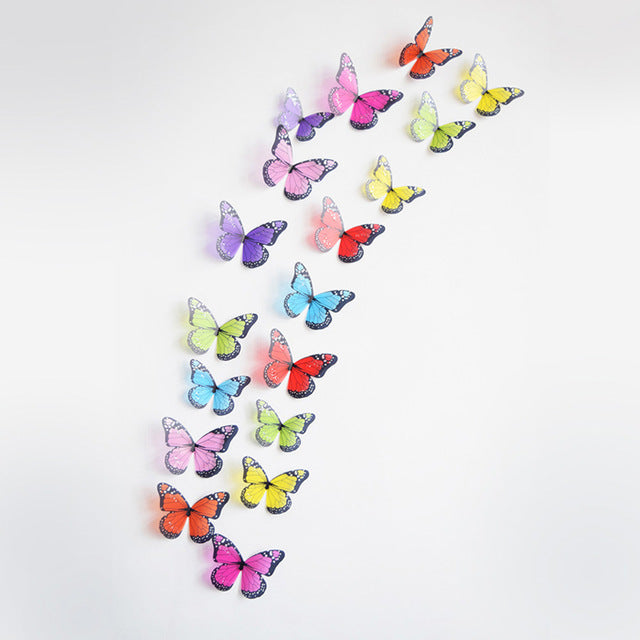 18pcs 3d Effect Crystal Butterflies Wall Sticker